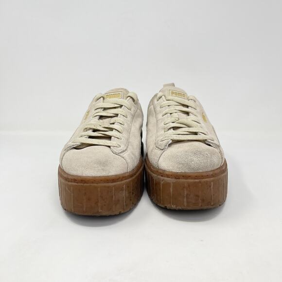 Puma Mayze Platform Beige Suede Gum Sole Casual Shoes Size Women 11 / Men 9.5 - Picture 3 of 10